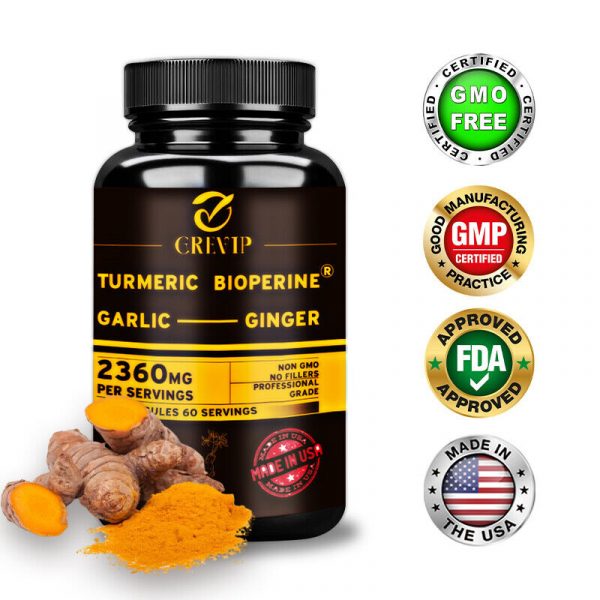 Turmeric Bioperine 2360mg – Triple Strength Highest Potency 95% Curcuminoids
