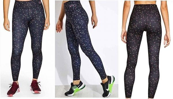 Nike One Luxe Roses DRIFIT Full Length Yoga Gym Training Leggings XS S M L Women