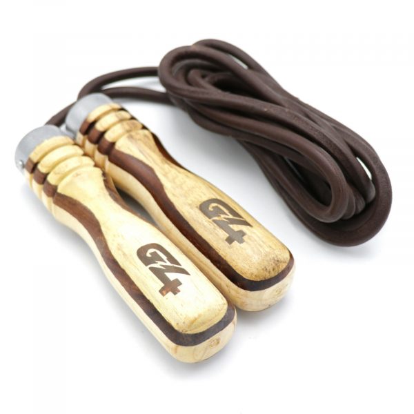 G4 Leather Jump Skipping Speed Rope Gym Adjustable Fitness Wood Handle Boxing
