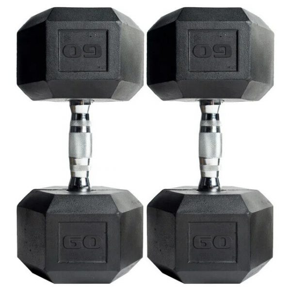 CAP Barbell Rubber-Coated Hex Dumbbells, Pair (5,8,10,12,15,20,25,30,35,40,60LB)