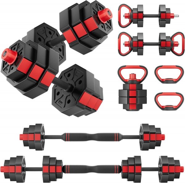 Dumbbell Barbell Kettlebell Set 50LB Adjustable Multifunctional Weights GYM