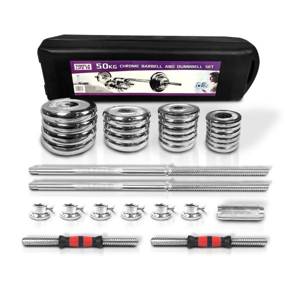 110lb Dumbbells Adjustable Weight 2in1 Cast Iron Barbell Set Workout Fitness New