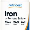 Nutricost Iron (As Ferrous Sulfate) 65mg, 240 Tablets - Non-GMO, Gluten Free