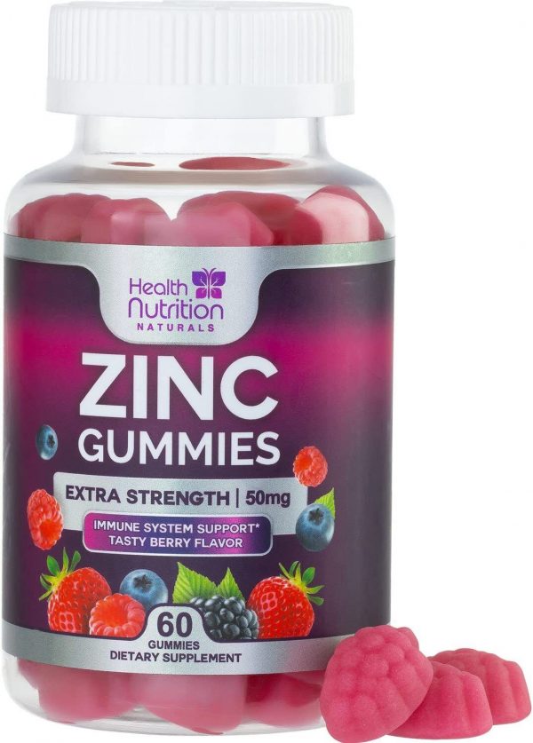 Zinc Gummies Extra Strength 50mg – Great Tasting Natural Flavored – Zinc Vitamin