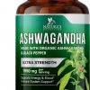 Organic Ashwagandha Capsules 1950mg Supplement w/ Black Pepper Root Powder