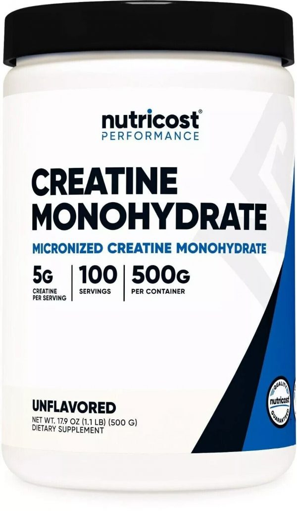 Nutricost Pure Creatine Monohydrate 500 Gram Powder – 100 Servings, 17.9 Oz