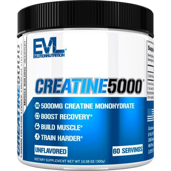 EVL Creatine 5000 Muscle Builder, Unflavored Creatine Monohydrate Powder 60srv