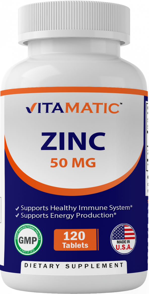Vitamatic Zinc 50mg as Zinc Gluconate – Immunity Boosting Supplement 120 Tablets