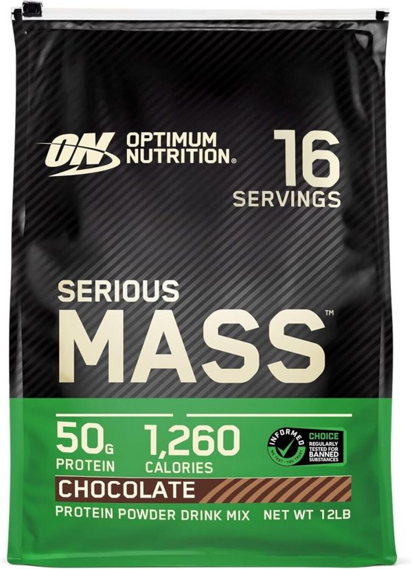 Optimum Nutrition Serious Mass, Weight Gainer Protein Powder, Mass Gainer, 12 Lb