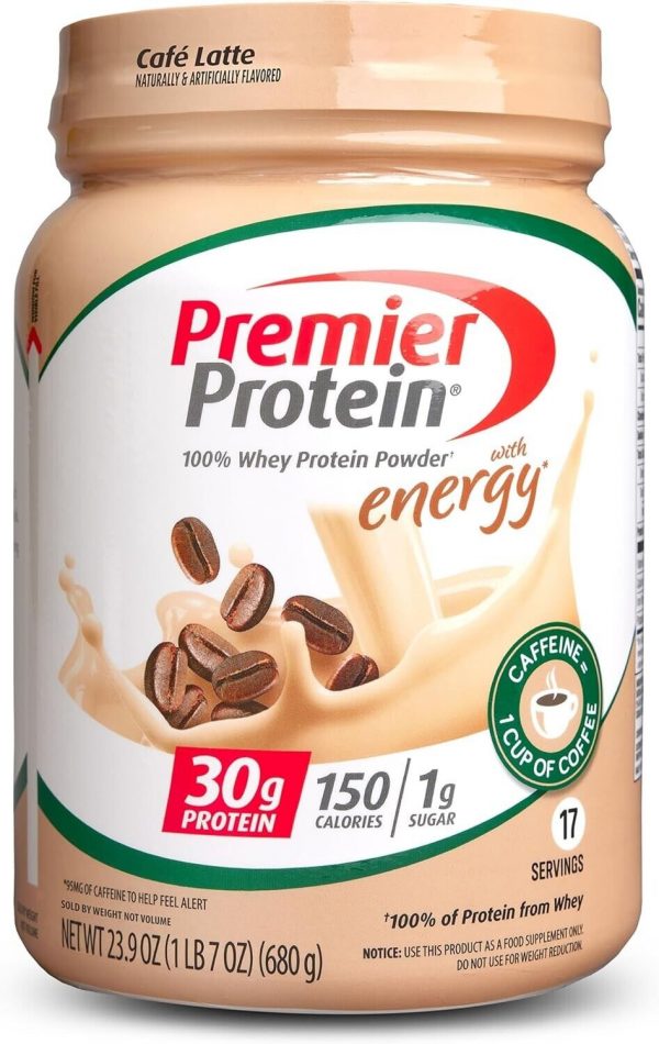Premier Protein 100% Whey Protein Powder, Café Latte, 30g Protein, 23.9 oz