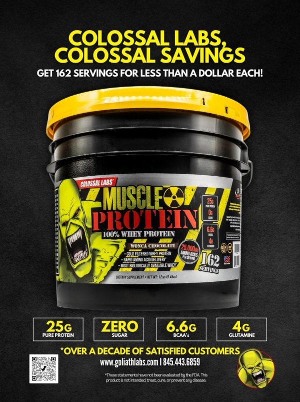 Colossal Labs Nutritional Whey Protein Powder, 162 Servings,