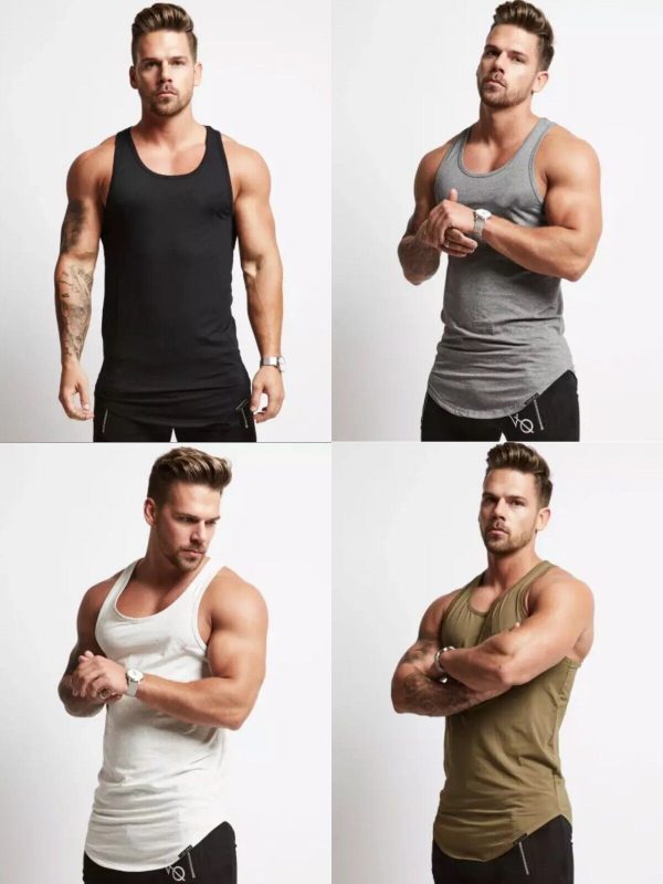 Mens Gym Training Vest Fitness Singlet Workout Muscle Bodybuilding Tank Tops