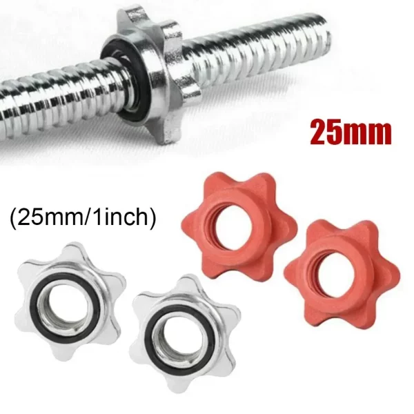 2PCS Dumbbell Nut For All 1″ Standard Weight Lifting Barbells Or Dumbell Bars Spin Lock Screw Dumbbell Spinlock Collars Fitness