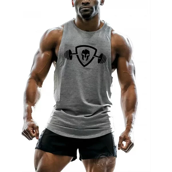 Summer tops Sports Gym Men’s Multi-color Fashion Casual Fun 2D Barbell Print y2k Adult Sports Sleeveless tops