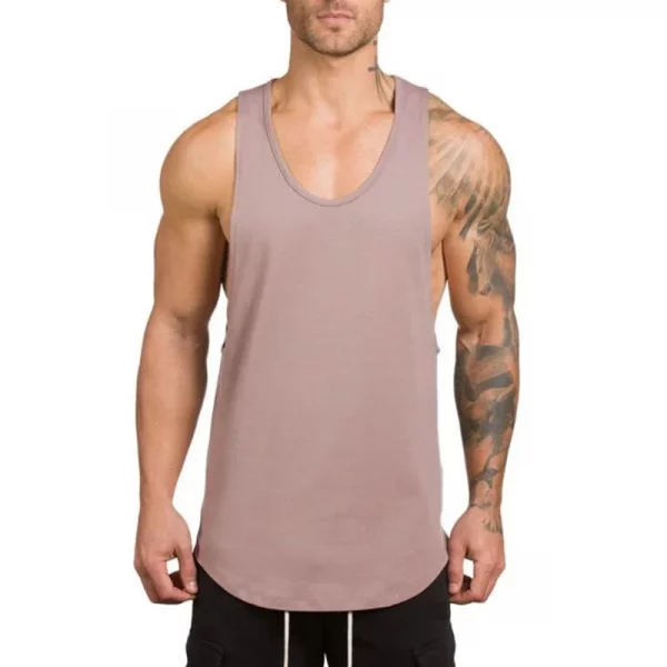 Mens Running Sport Solid Color Muscle Tank Tops Cotton Breathable Gym Sleeveless T-Shirt Fitness Training Undershirt